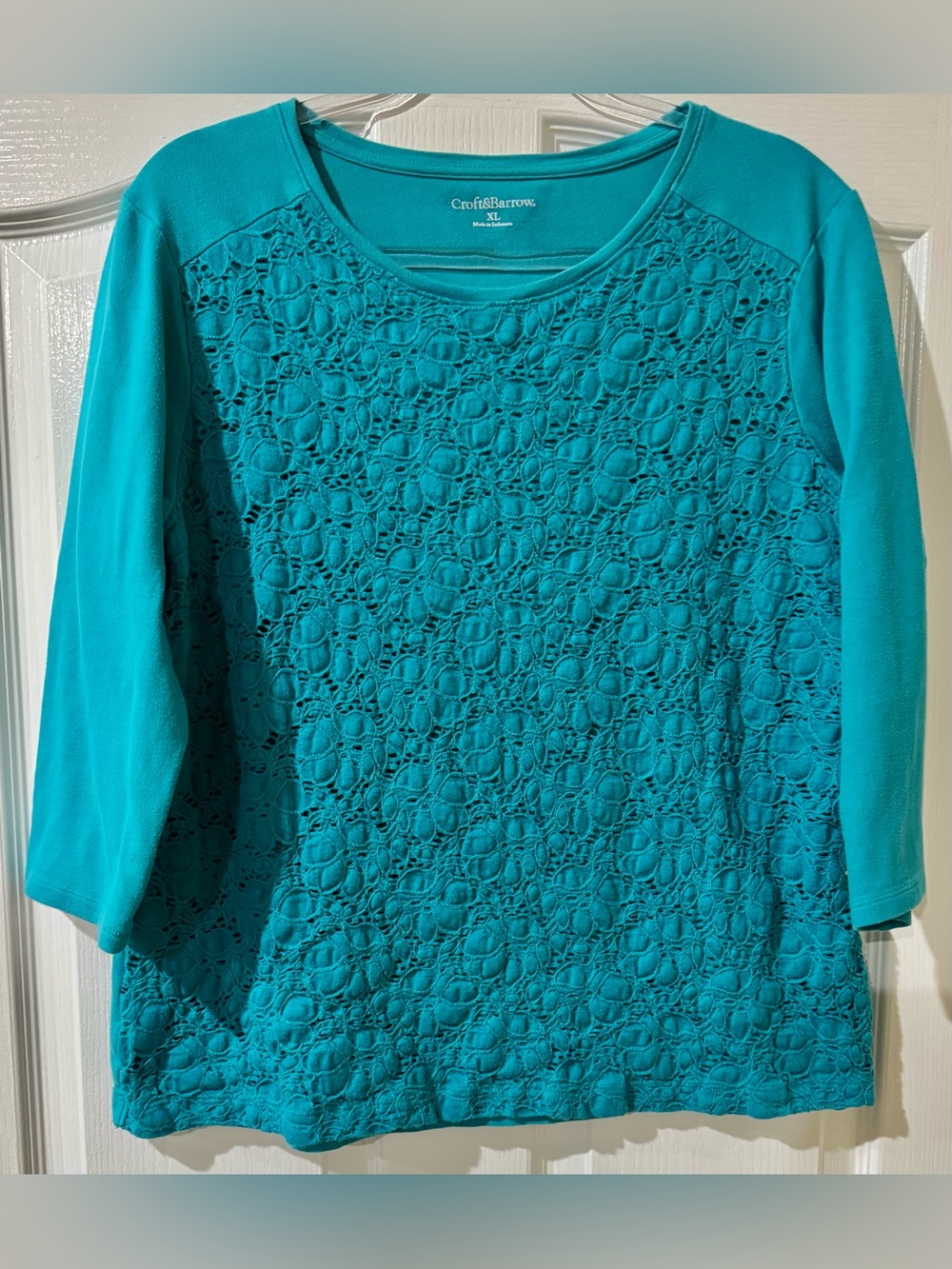Croft & Barrow Lace Front 3/4 Sleeve Top
Turquoise Teal XL